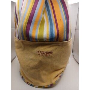 Vintage L'Occitane Small Beach Bag Striped Sling or Backpack Embroidered Y2K